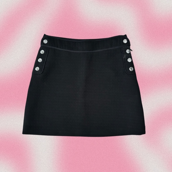 Jacob Black Textured A-Line Mini Skirt - Size 0 - Studded Waist Detail - Picture 1 of 3